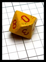 Dice : Dice - 10D - Chessex Yellow Speckle and Red Numerals - POD Aug 2015
